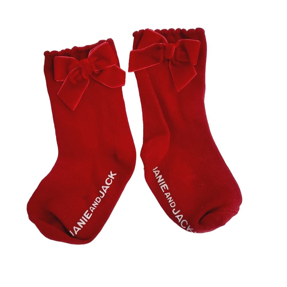 2-3 years Janie and Jack red velvet bow socks